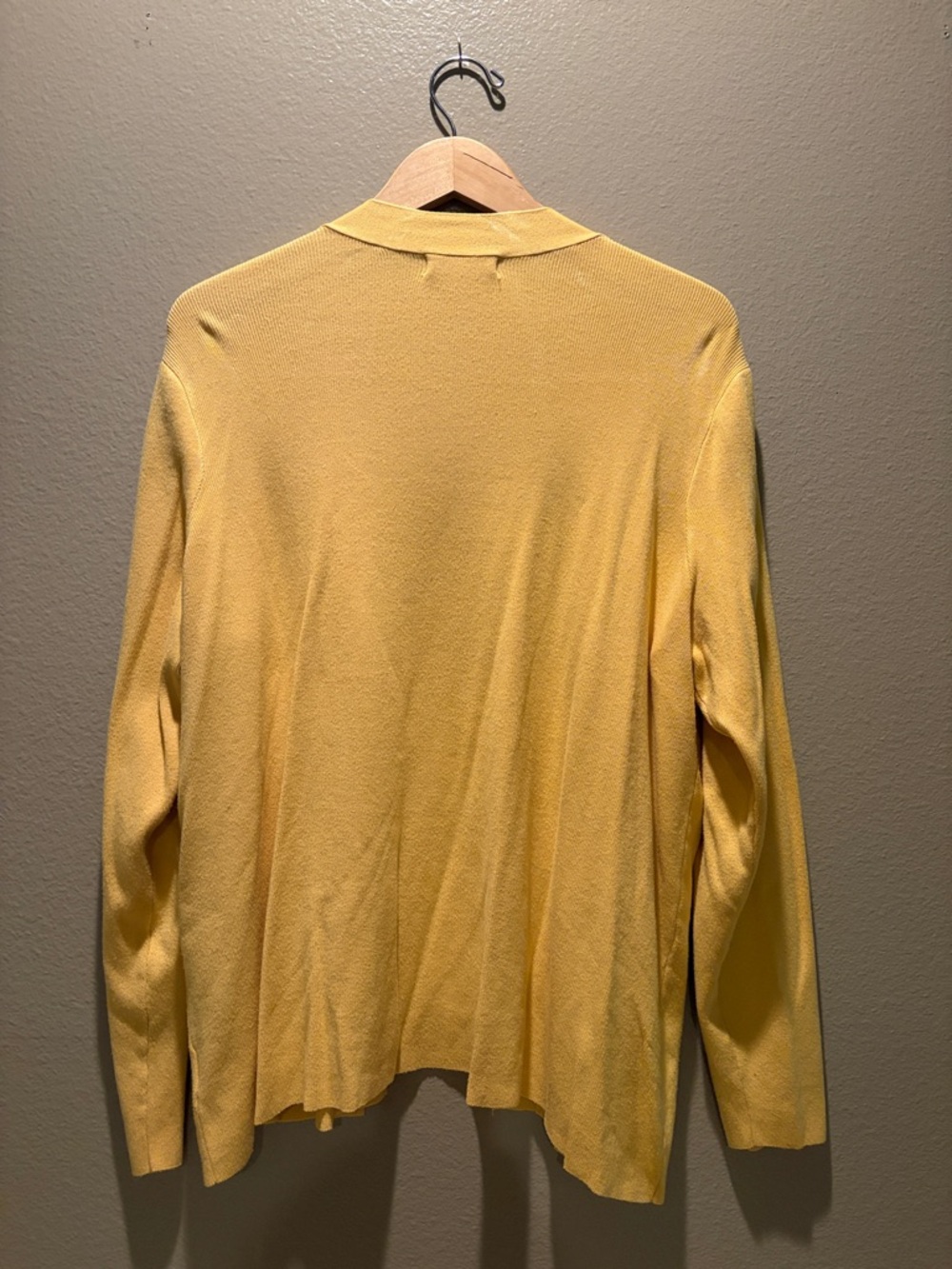 Liz Claiborne 1X Yellow Open Front Cardigan Sweater Knit Layering Plus Size WOW - Picture 8 of 10